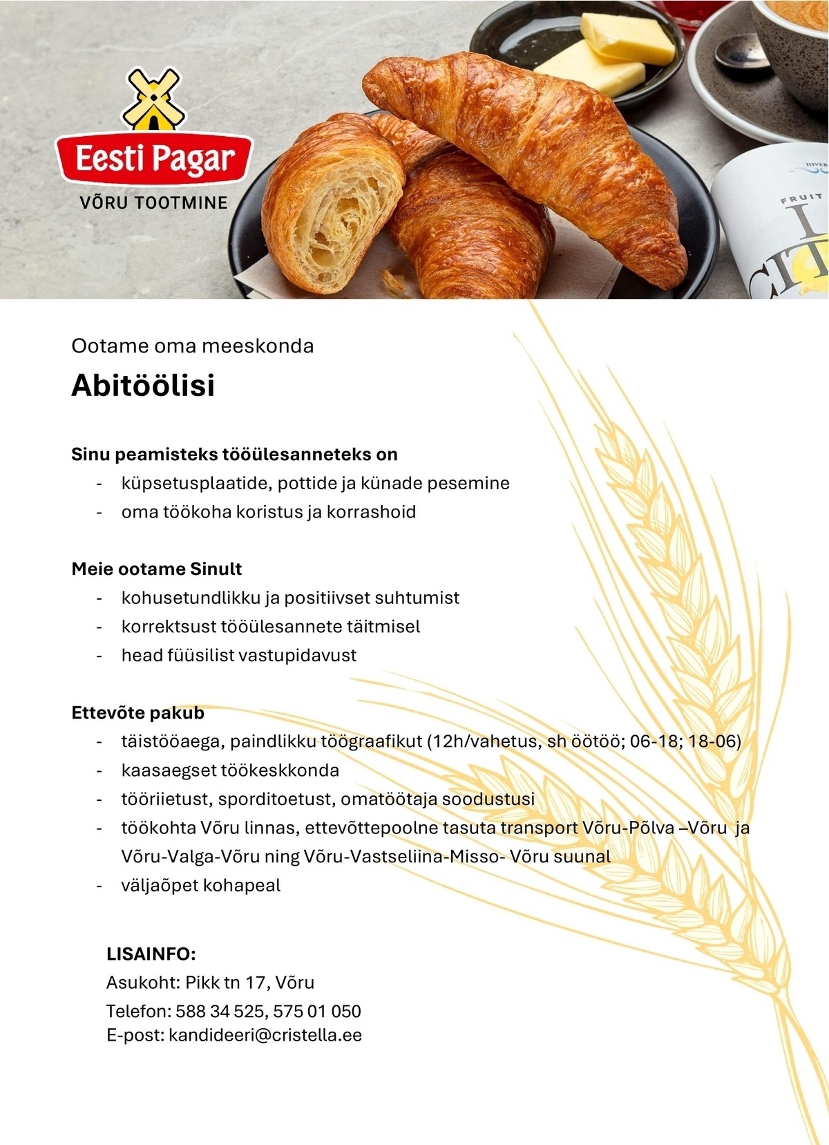 CRISTELLA VT OÜ Abitööline