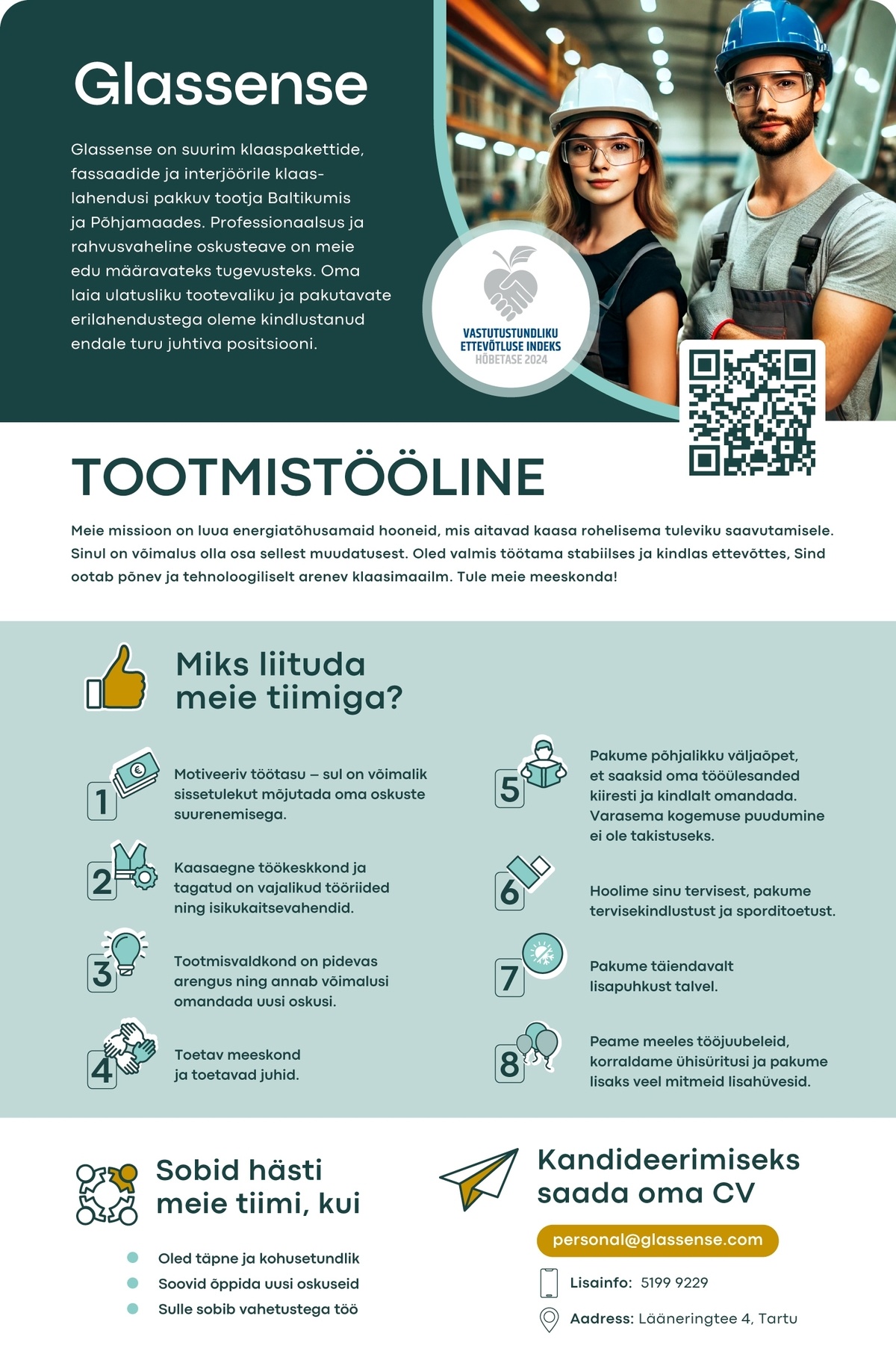 Glassense AS Tootmistööline