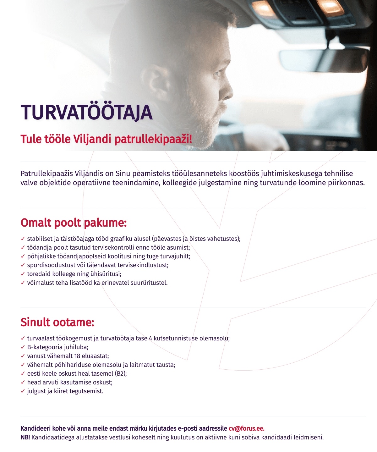 Forus Security AS Turvatöötaja Viljandi patrullekipaažis