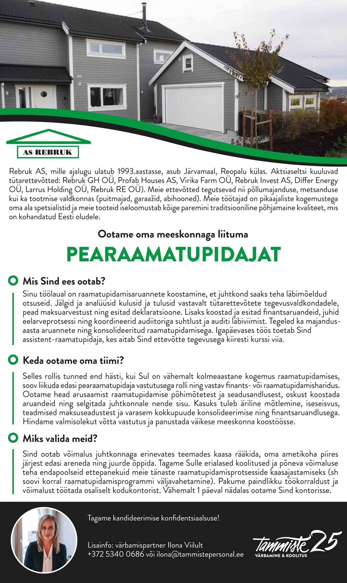 Tammiste värbamine & koolitus Pearaamatupidaja (Rebruk AS)