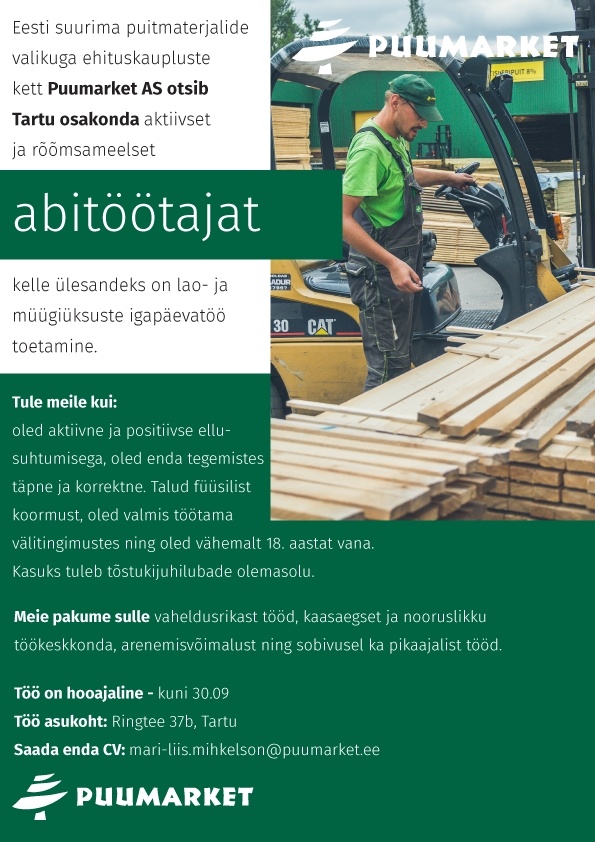 Puumarket AS Abitööline