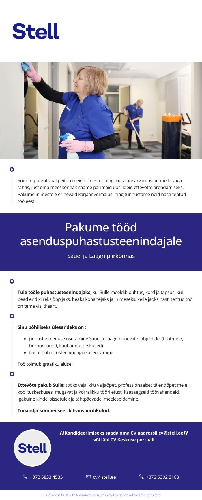 Stell Eesti AS Asenduspuhastusteenindaja Saue ja Laagri piirkonda
