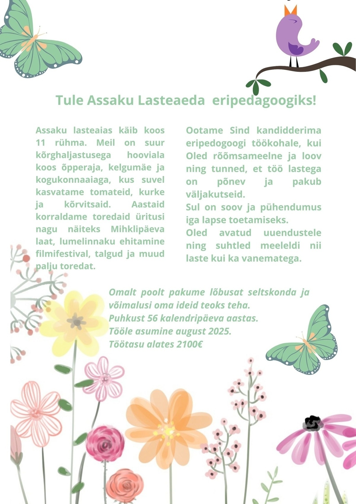 ASSAKU LASTEAED Eripedagoog Assaku lasteaeda