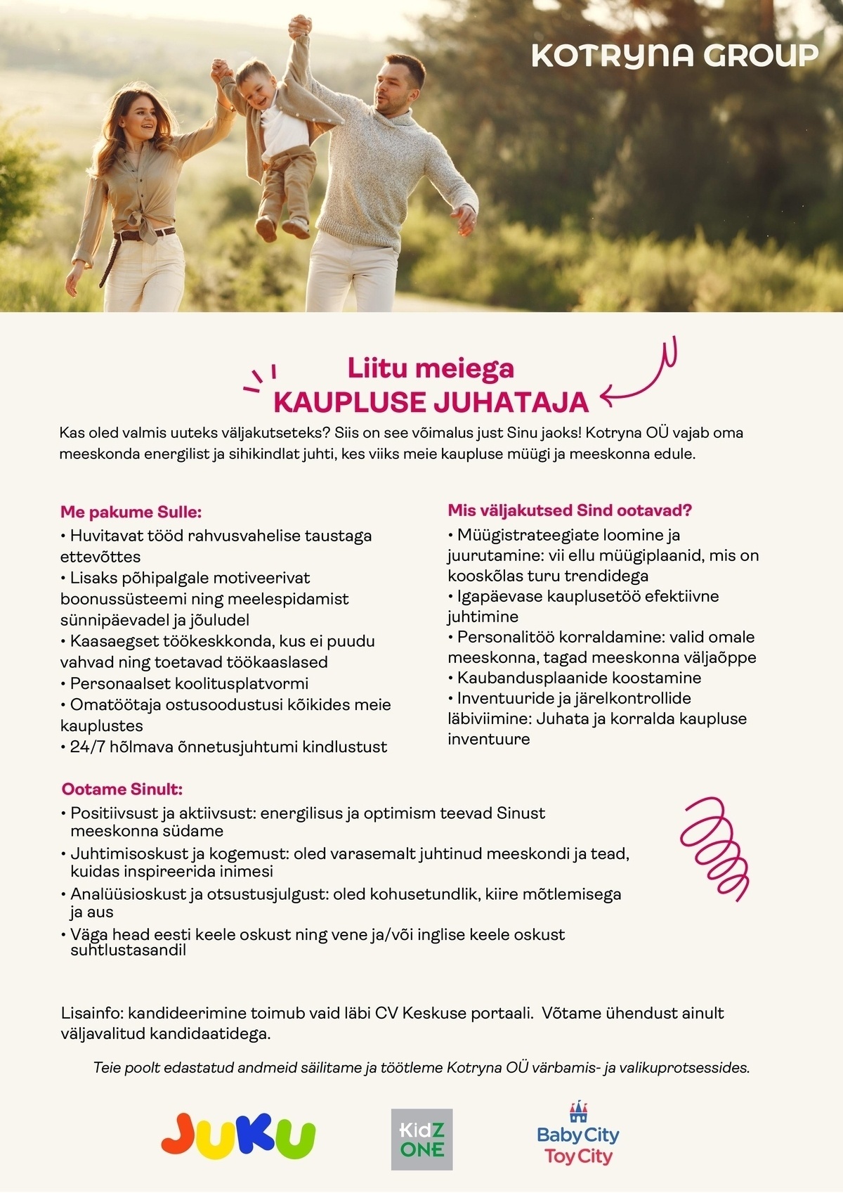 Kotryna OÜ Kaupluse juhataja Järve Keskuse Juku kaupluses