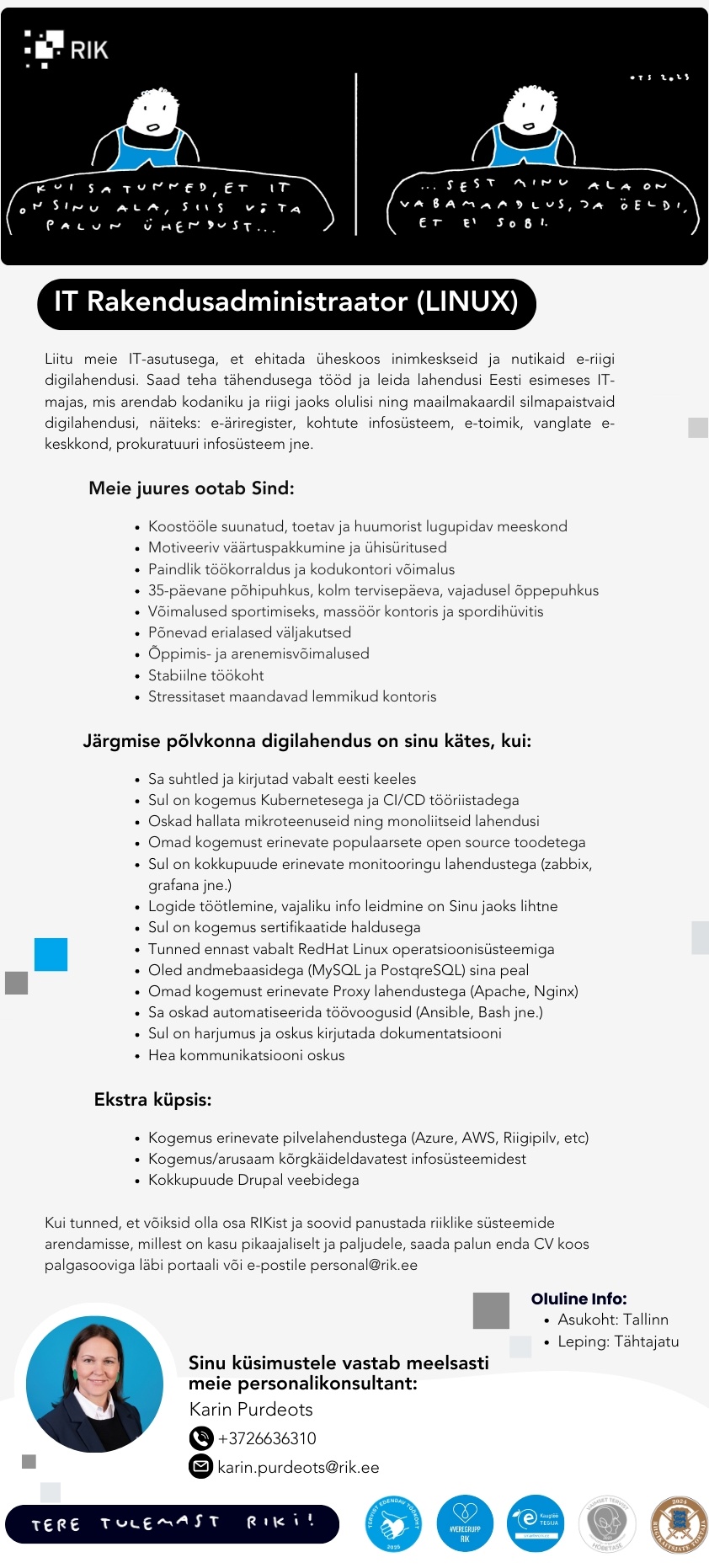 Registrite ja Infosüsteemide Keskus Rakenduse administraator (Linux)