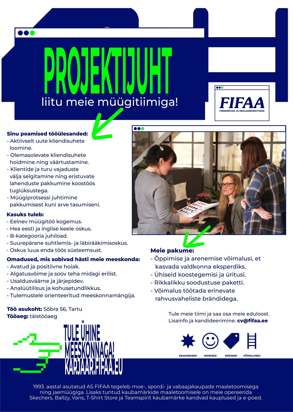 FIFAA AS Otsime oma müügitiimi projektijuhti Tartusse!