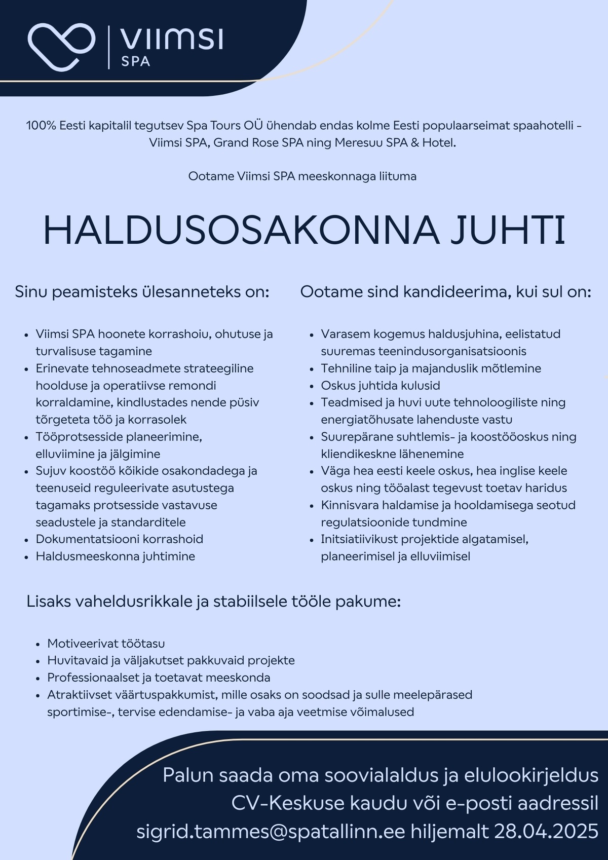 SPA Tours OÜ Haldusosakonna juht