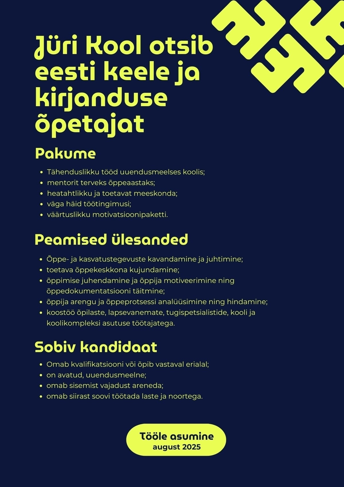 Jüri Kool Eesti keele ja kirjanduse õpetaja