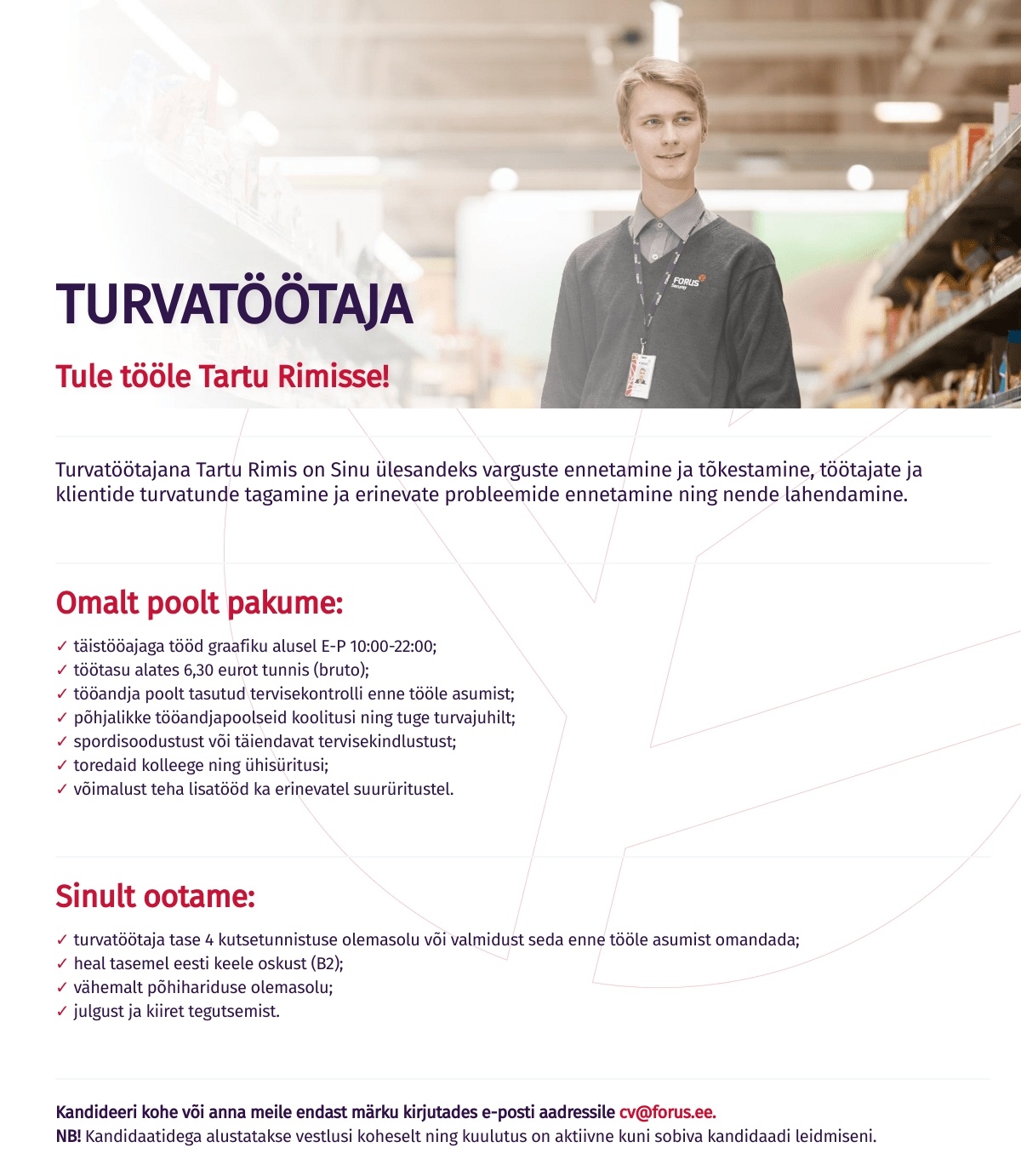 Forus Security AS Turvatöötaja Tartu Rimis
