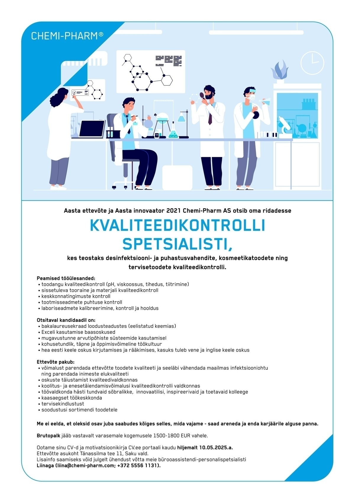 Chemi-Pharm AS Kvaliteedikontrolli spetsialist