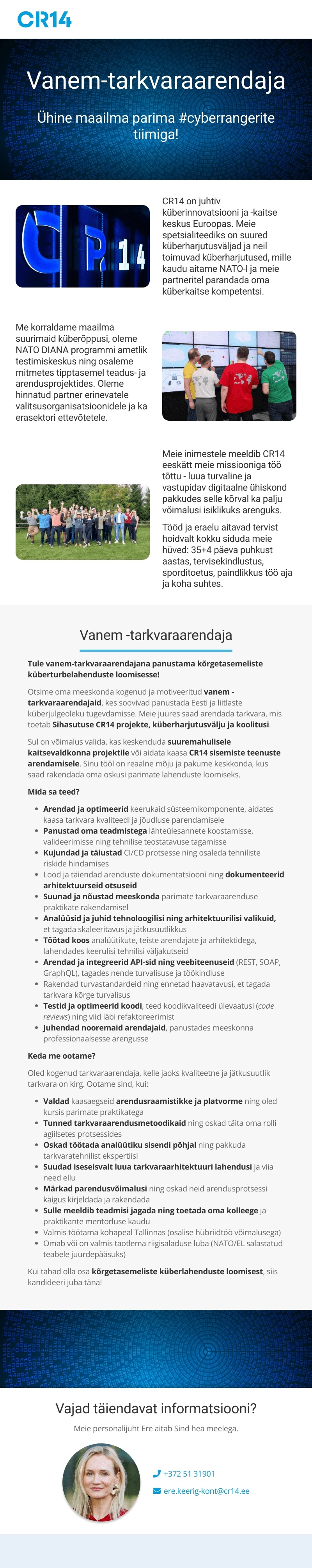 CR14 SA Vanem - tarkvaraarendaja