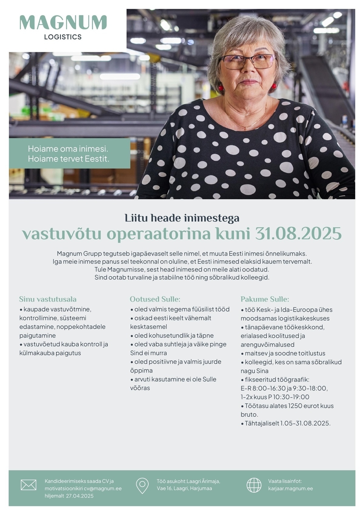 Magnum Logistics OÜ Vastuvõtu operaator kuni 31.08.2025