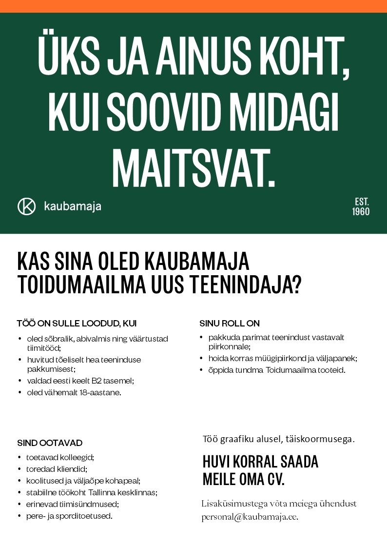 Kaubamaja Toidumaailma teenindaja