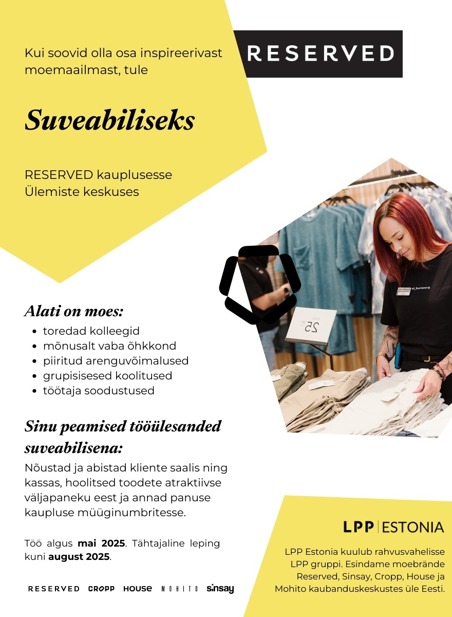 LPP Estonia OÜ Suveabiline RESERVED kauplusesse Ülemiste keskuses! (0,50 koormus)