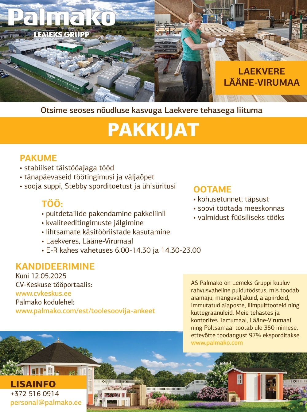 Palmako AS Pakkijaid (Laekvere tehas)