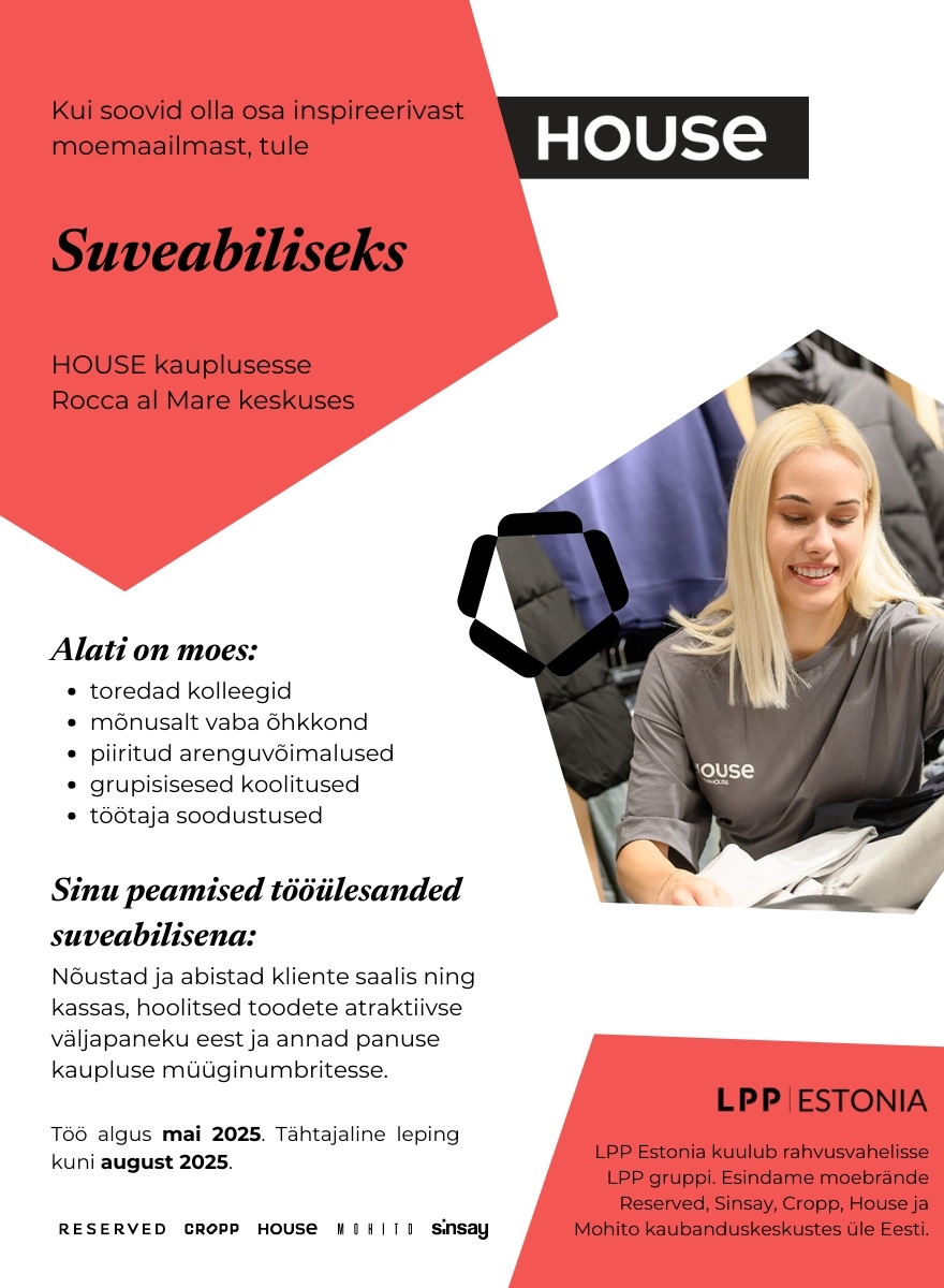 LPP Estonia OÜ Suveabiline HOUSE kauplusesse Rocca al Mare keskuses! (0,50 koormus)
