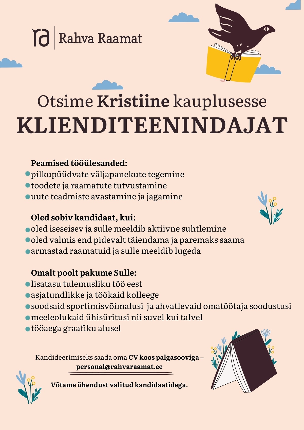 Rahva Raamat AS Rahva Raamatu Kristiine kaupluse klienditeenindaja