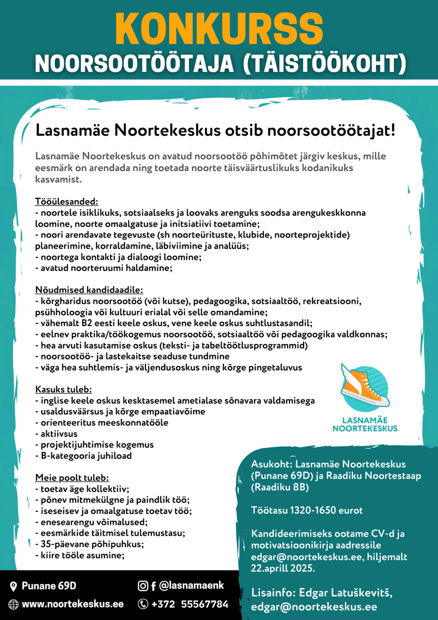 Lasnamäe Noortekeskus Noorsootöötaja
