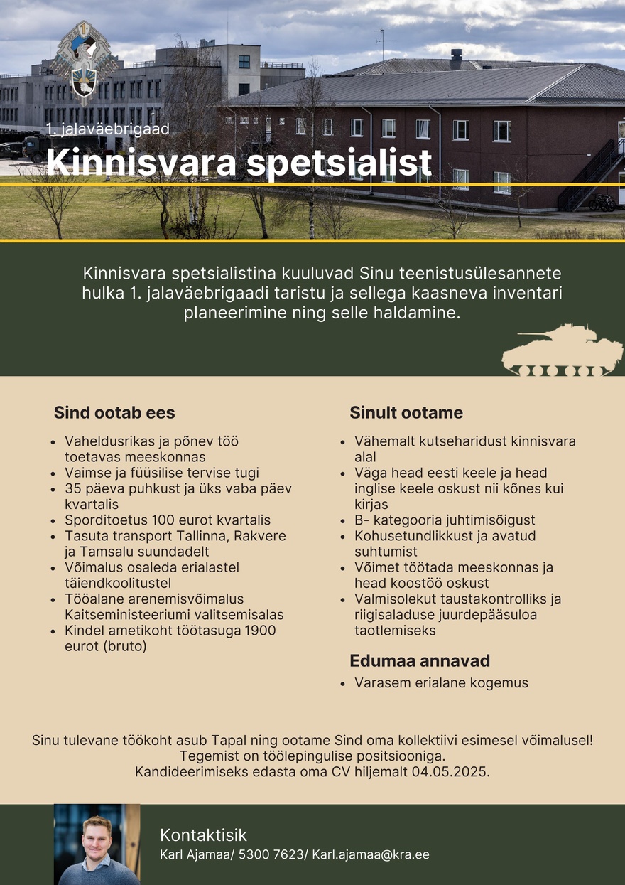 1. jalaväebrigaad Kinnisvara spetsialist