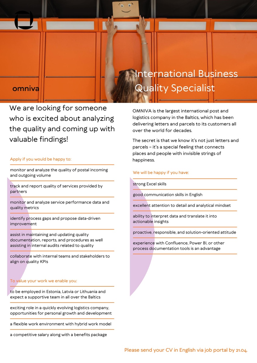 Omniva Interntional Business Quality Specialist