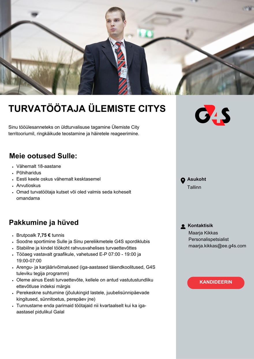 AS G4S Eesti Turvatöötaja Ülemiste Citys