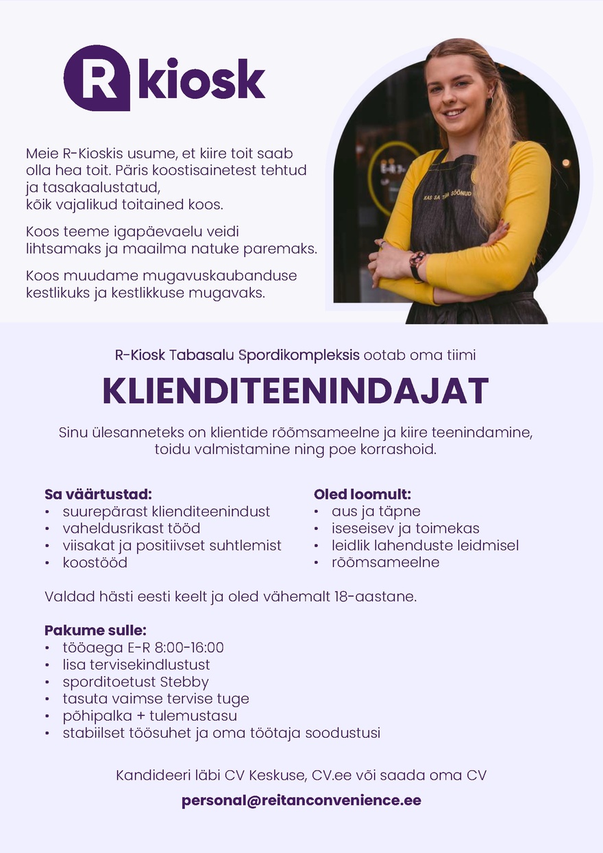 Reitan Convenience Estonia AS Tabasalu Spordikompleksi R-Kioski klienditeenindaja