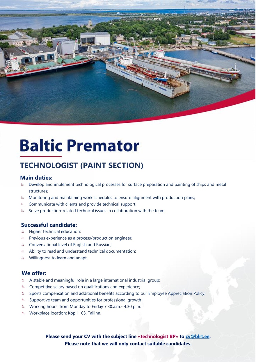 Baltic Premator Technologist (paint section)