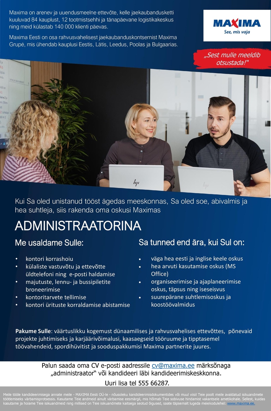 Maxima Eesti OÜ Administraator