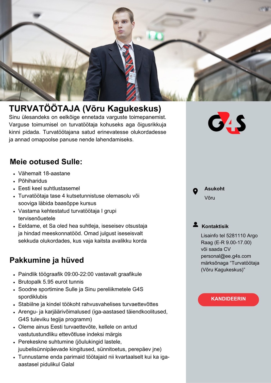 AS G4S Eesti Turvatöötaja (Võru Kagukeskus)