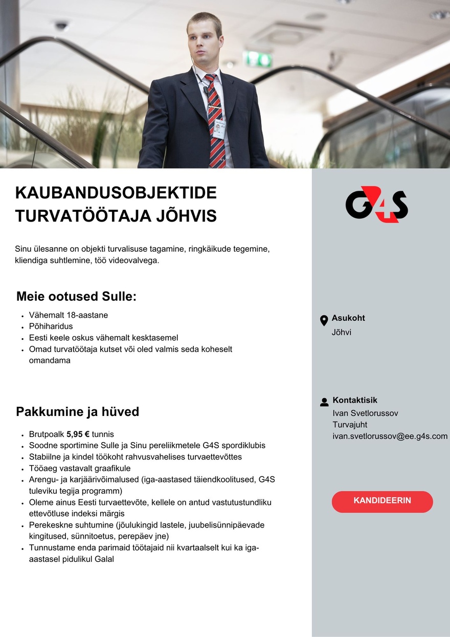 AS G4S Eesti Turvatöötaja Jõhvis (kaubandus)