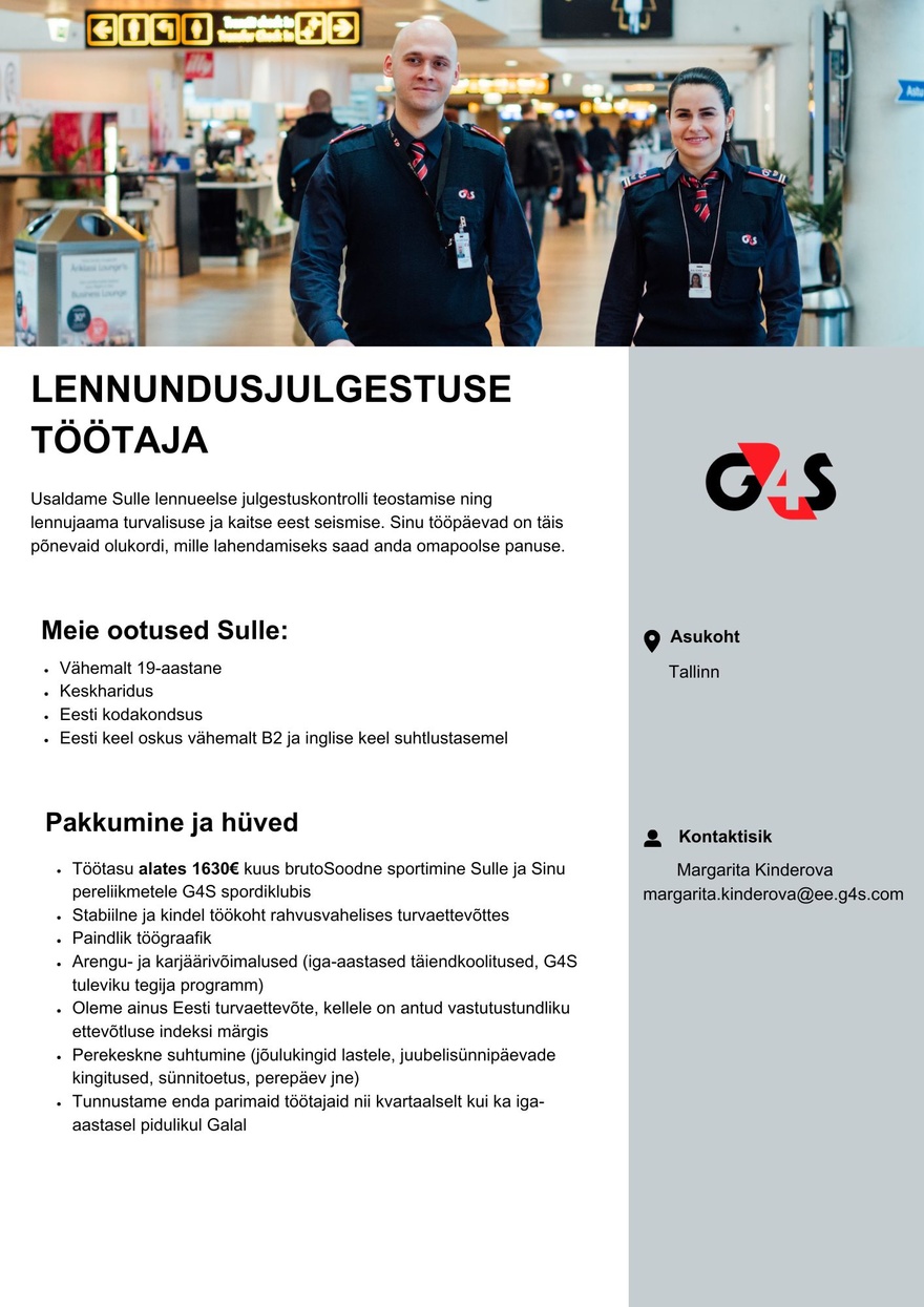 AS G4S Eesti Lennundusjulgestuse töötaja Tallinna Lennujaamas