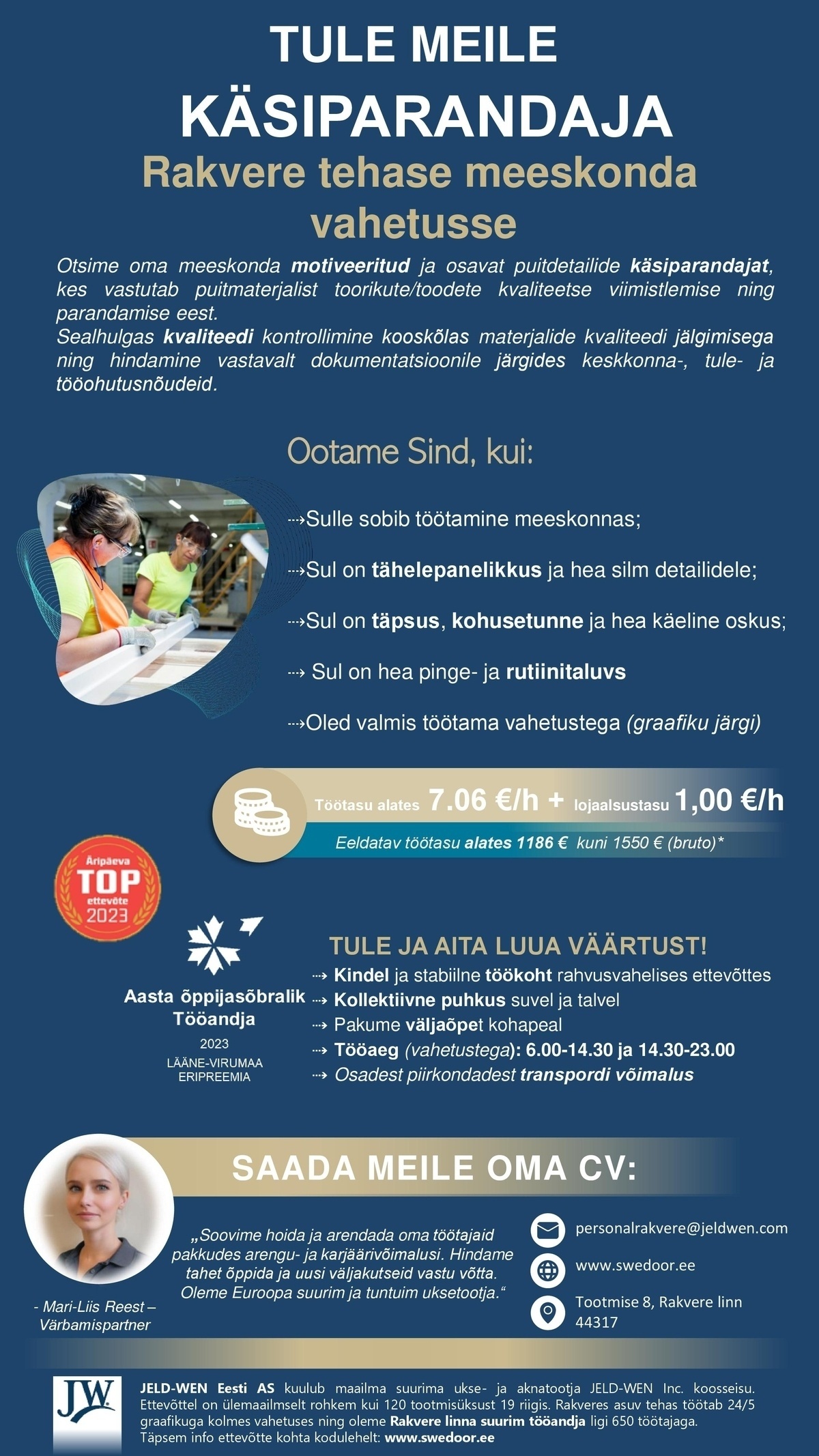 JELD-WEN Eesti AS KÄSIPARANDAJA