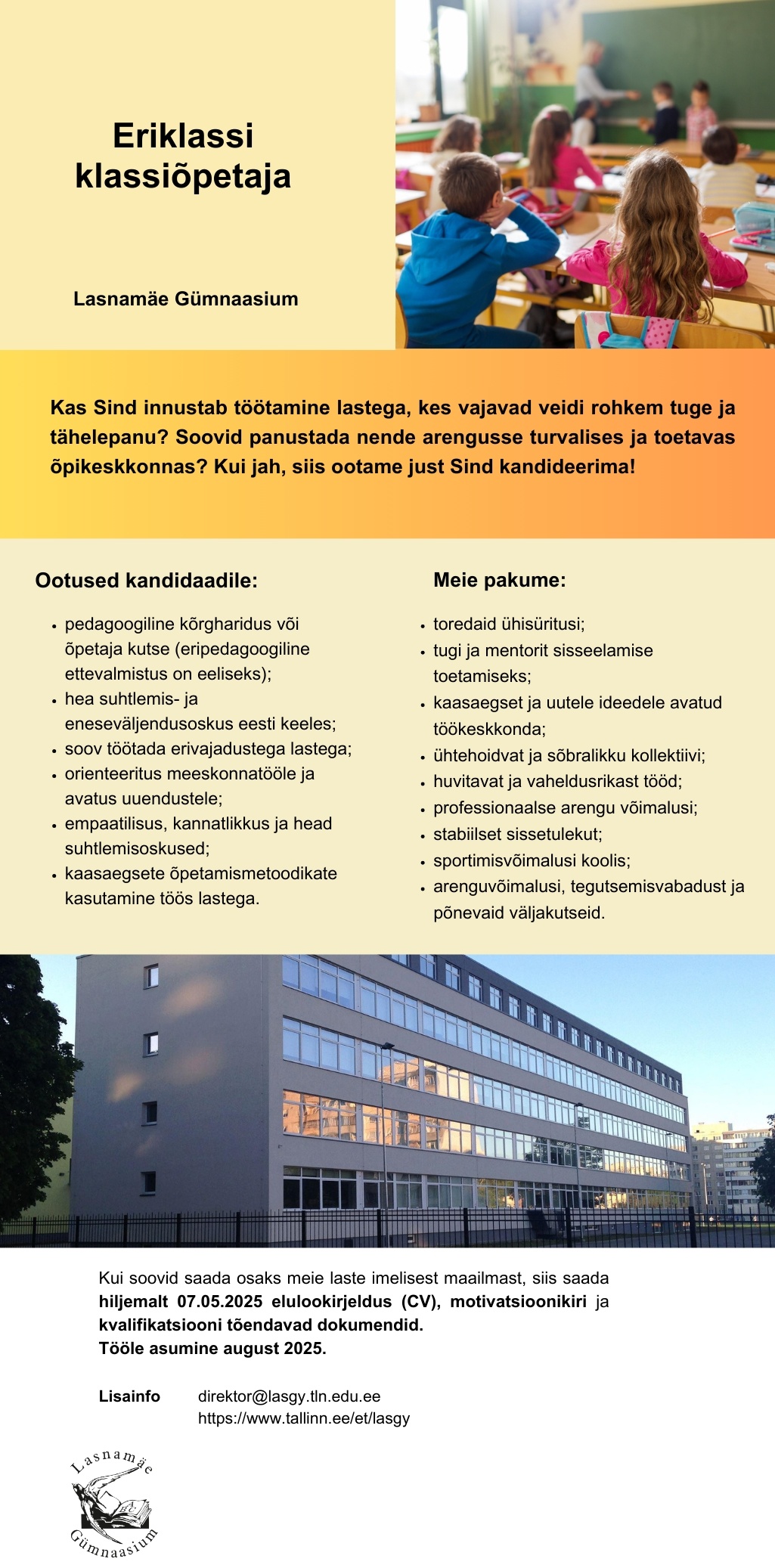 Lasnamäe Gümnaasium Eriklassi klassiõpetaja