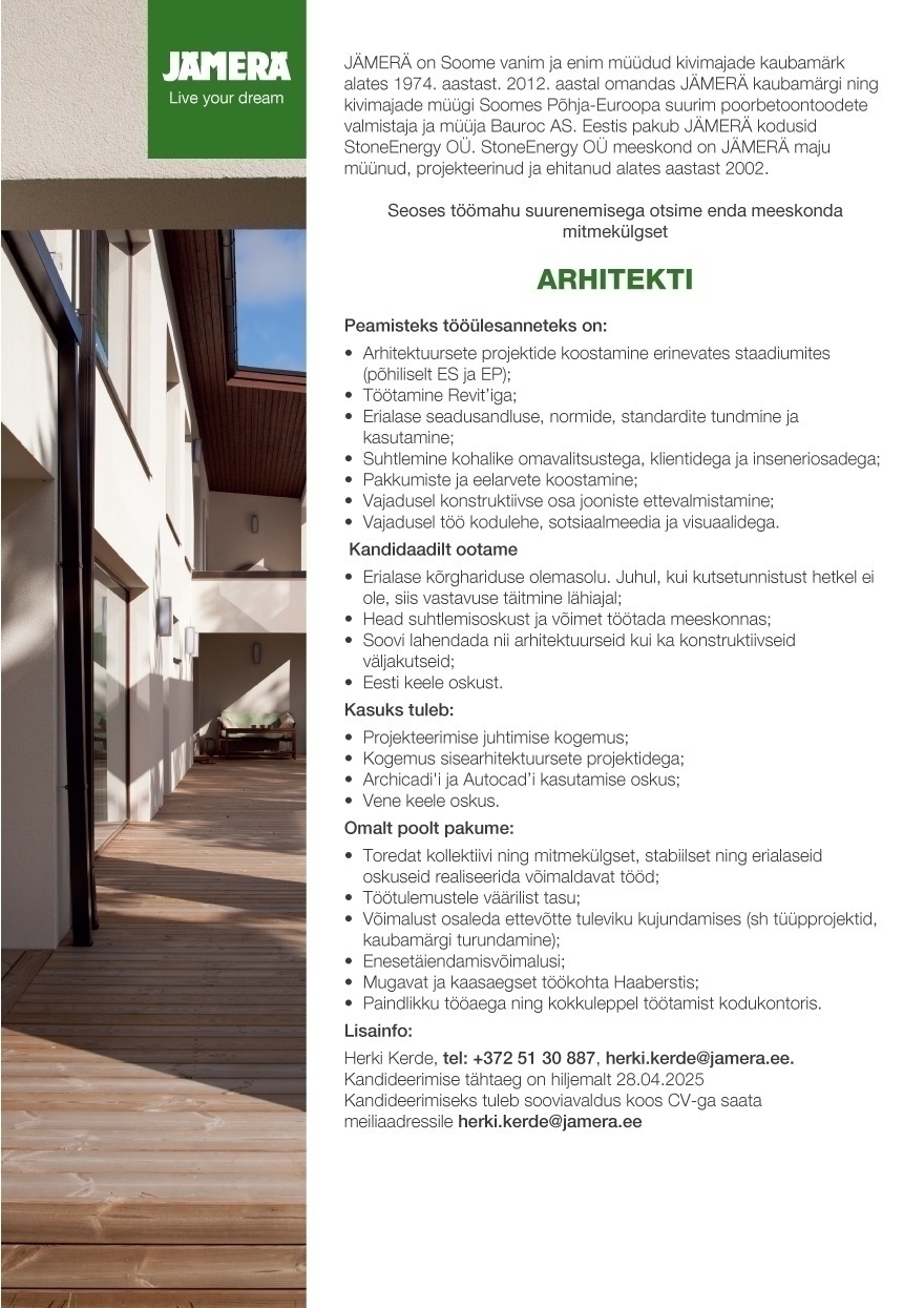 STONEENERGY OÜ Arhitekt