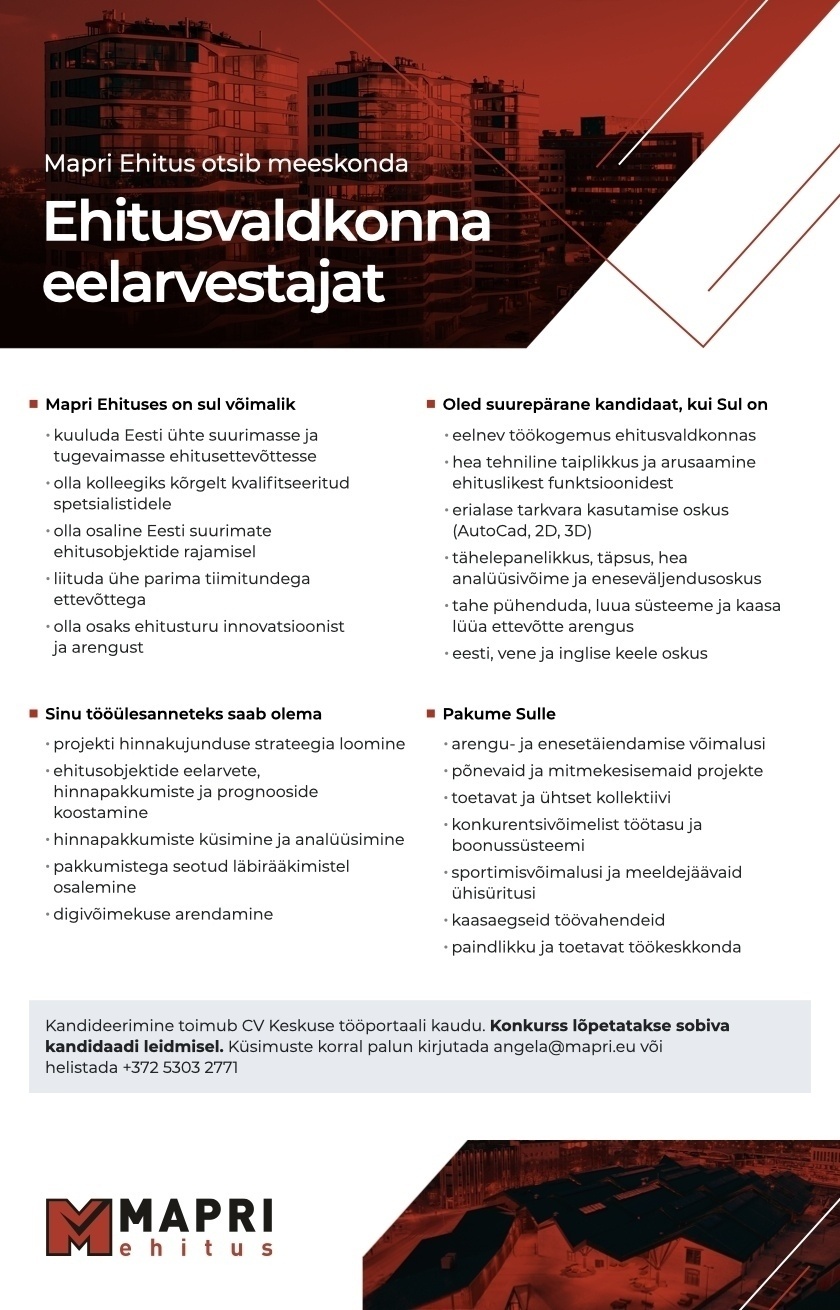 MAPRI EHITUS OÜ Eelarvestaja