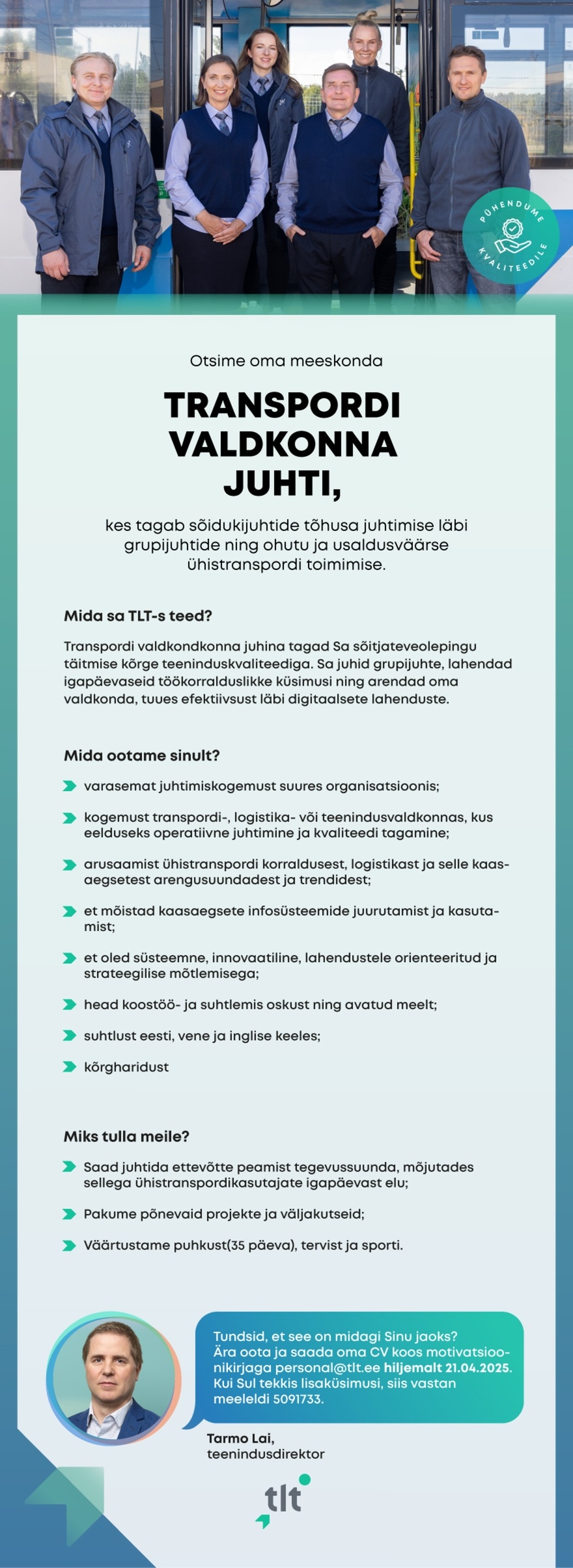 Tallinna Linnatransport Transpordi valdkonna juht