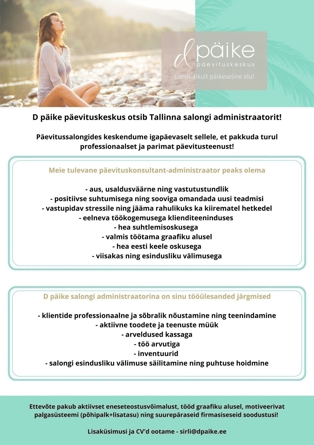 Kivilaine OÜ D päike päevitussalongi administraator osalise või täiskoormusega