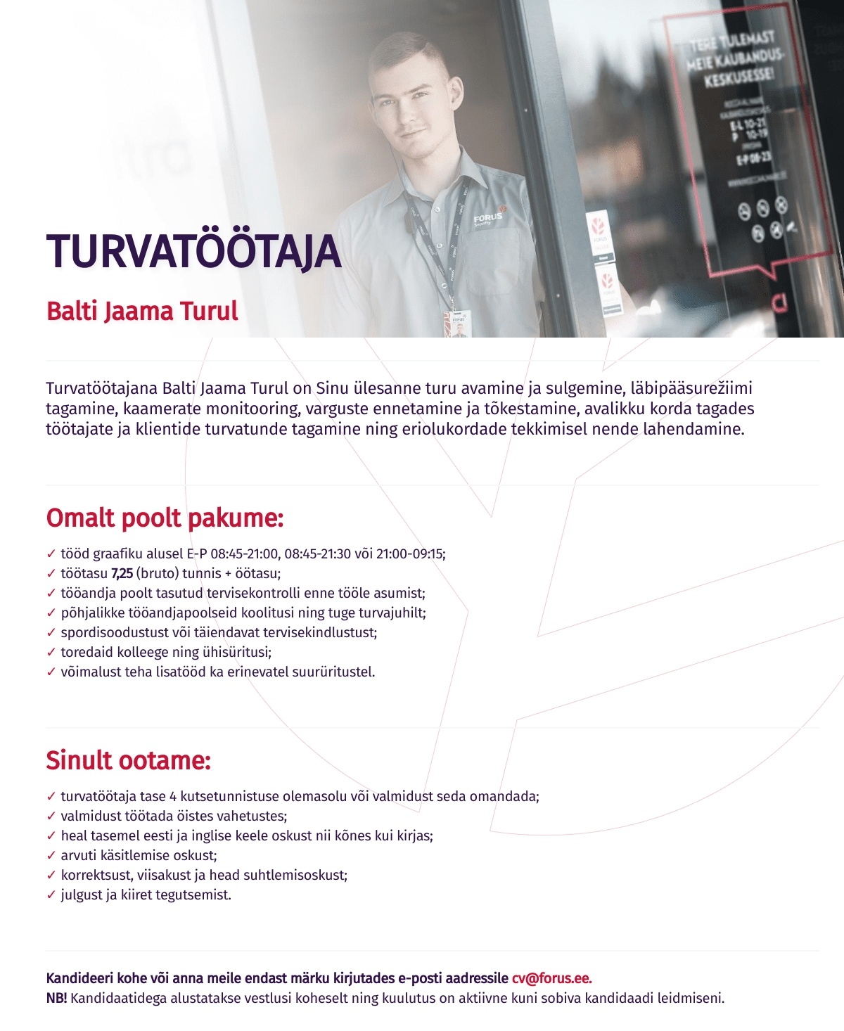 Forus Security AS Turvatöötaja Balti Jaama Turul