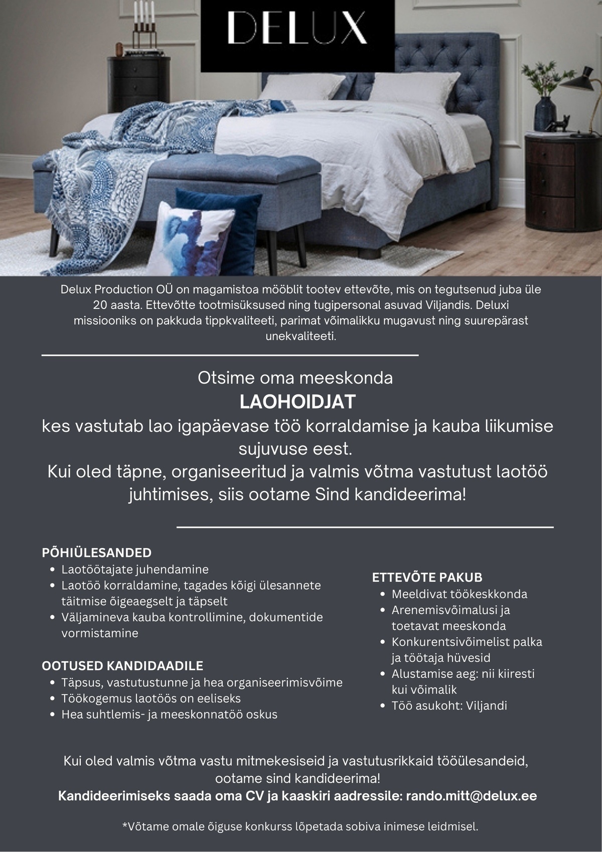 DELUX PRODUCTION OÜ Laohoidja