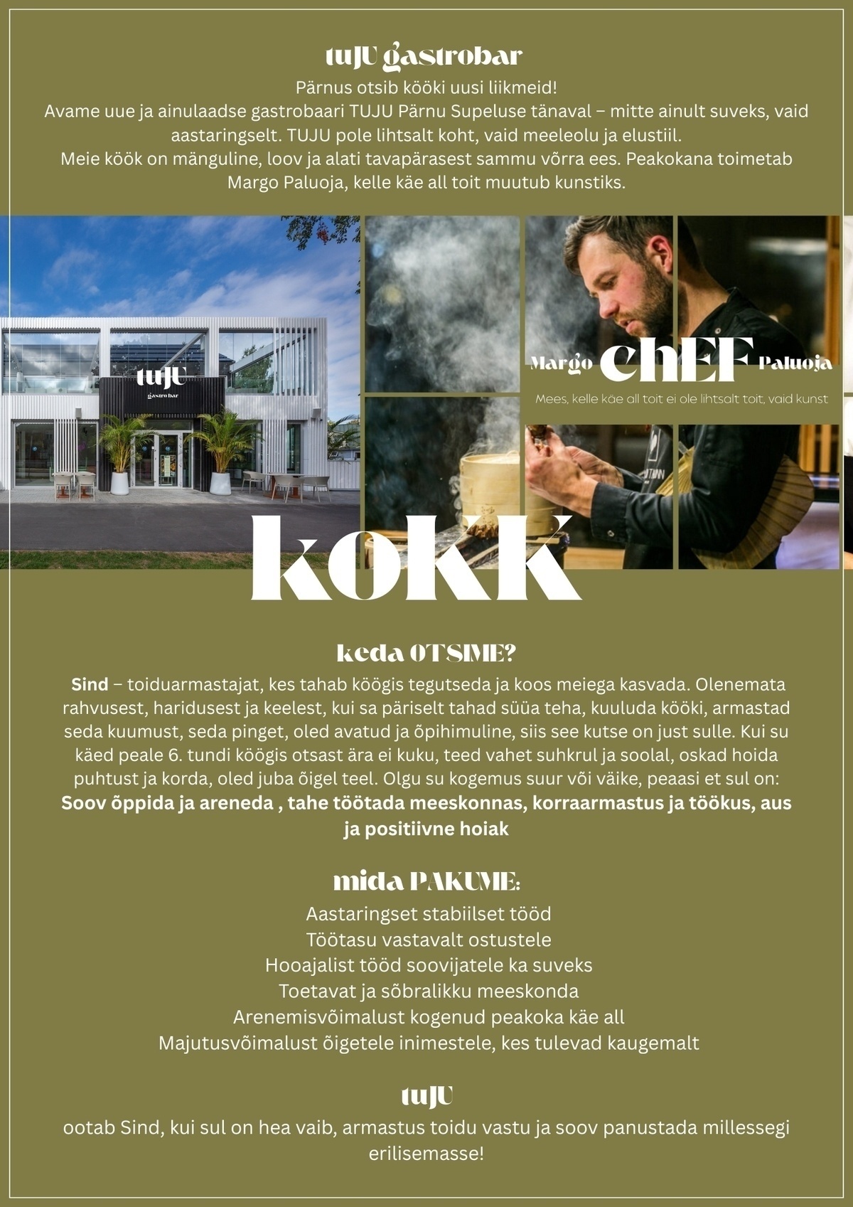 Gastrobar Tuju OÜ KOKK GASTROBAR TUJU