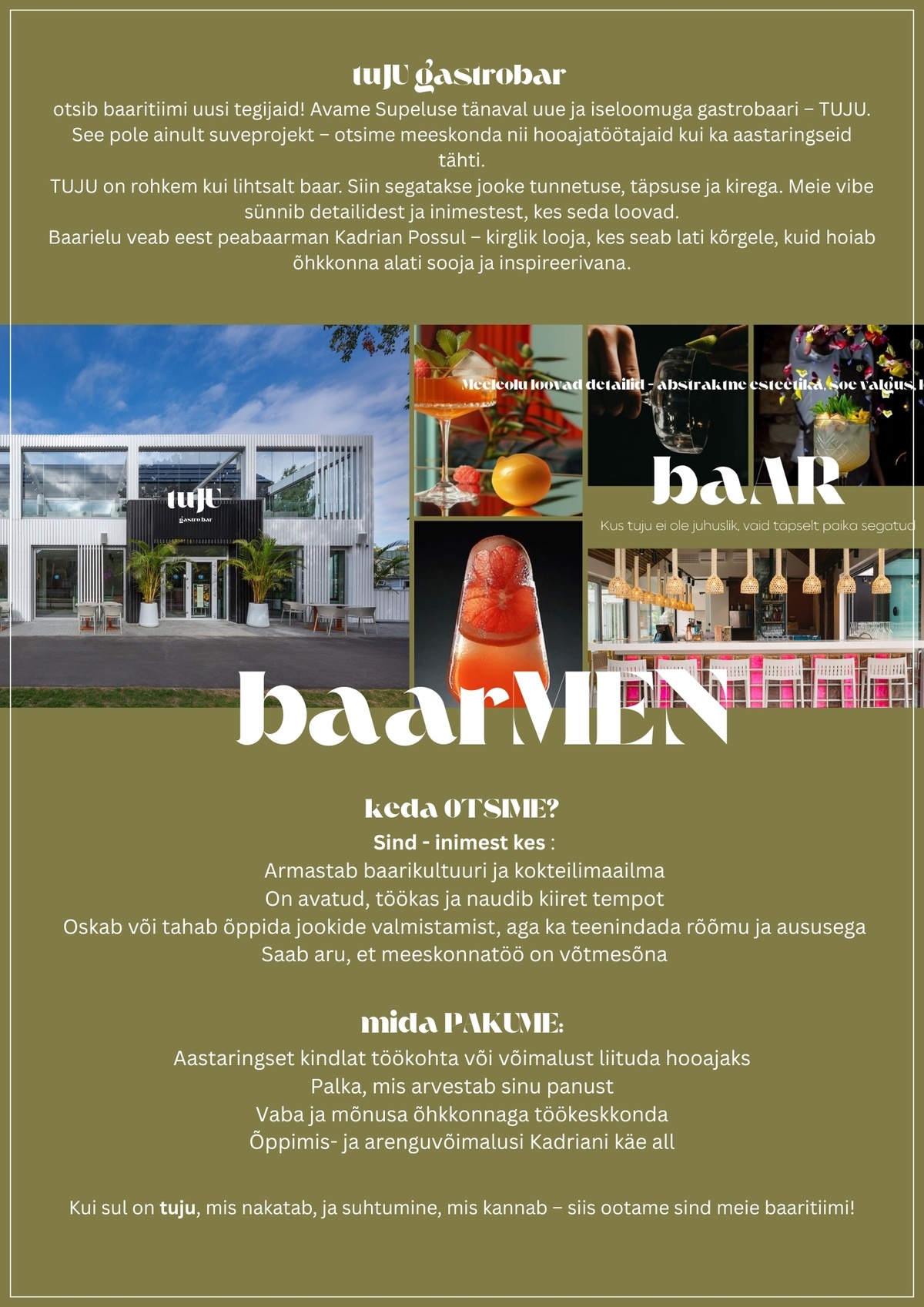 Gastrobar Tuju OÜ GASTROBAR TUJU BAARITALENT