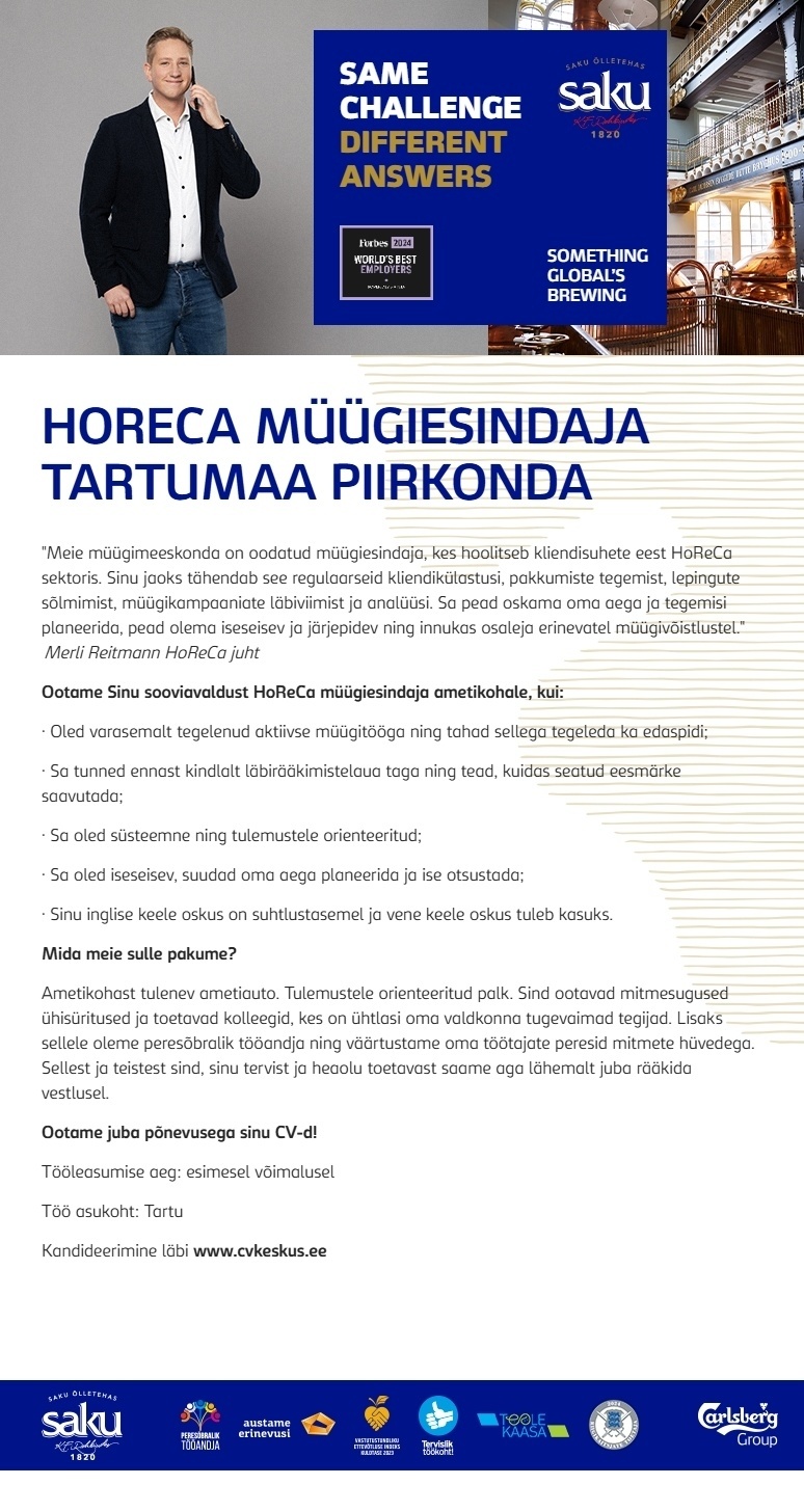 Saku Õlletehase AS Horeca müügiesindaja
