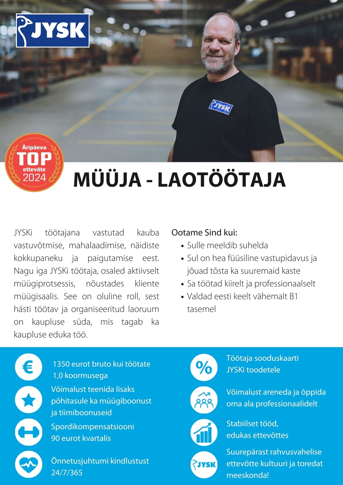 JYSK Linnen'n Furniture OÜ Müüja - laotöötaja Nautica JYSK