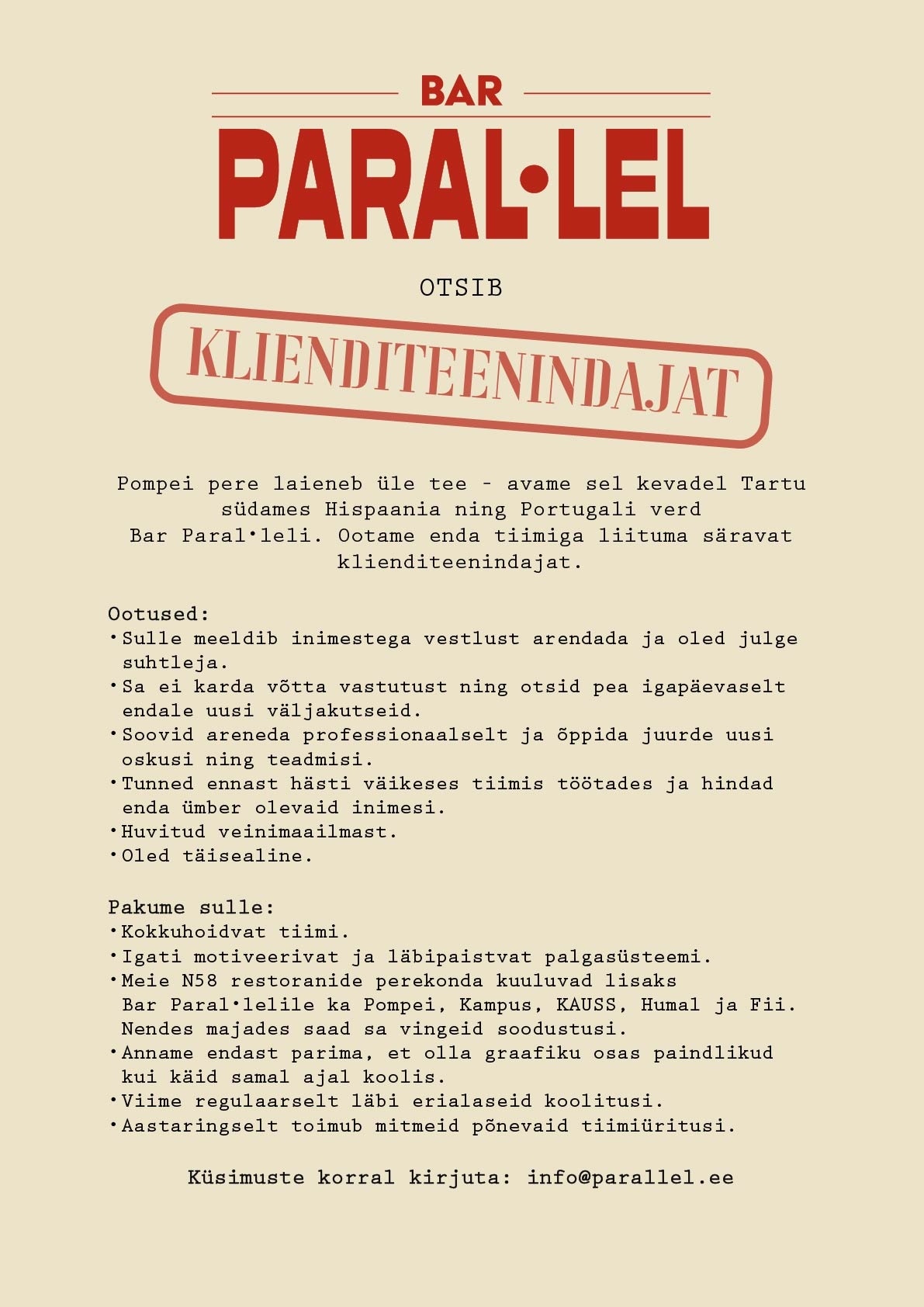 Vermuteria OÜ Klienditeenindaja