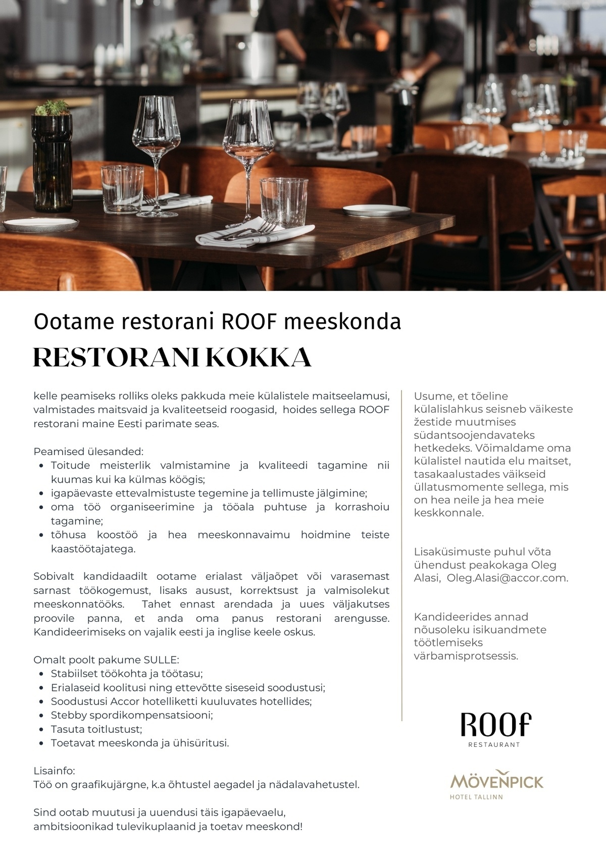 Duco MP OÜ Restorani kokk