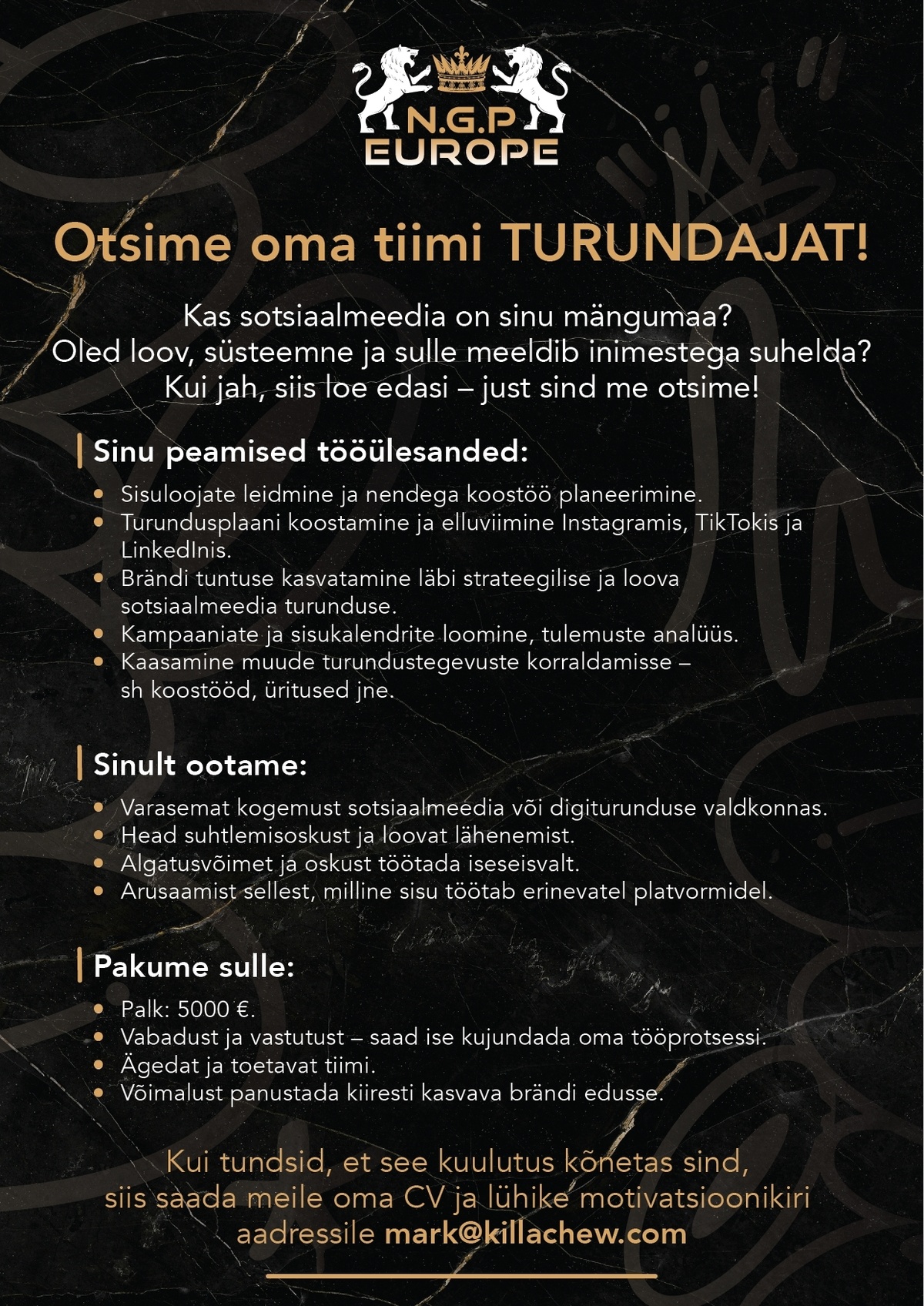N.G.P Europe OÜ Turundusspetsialist