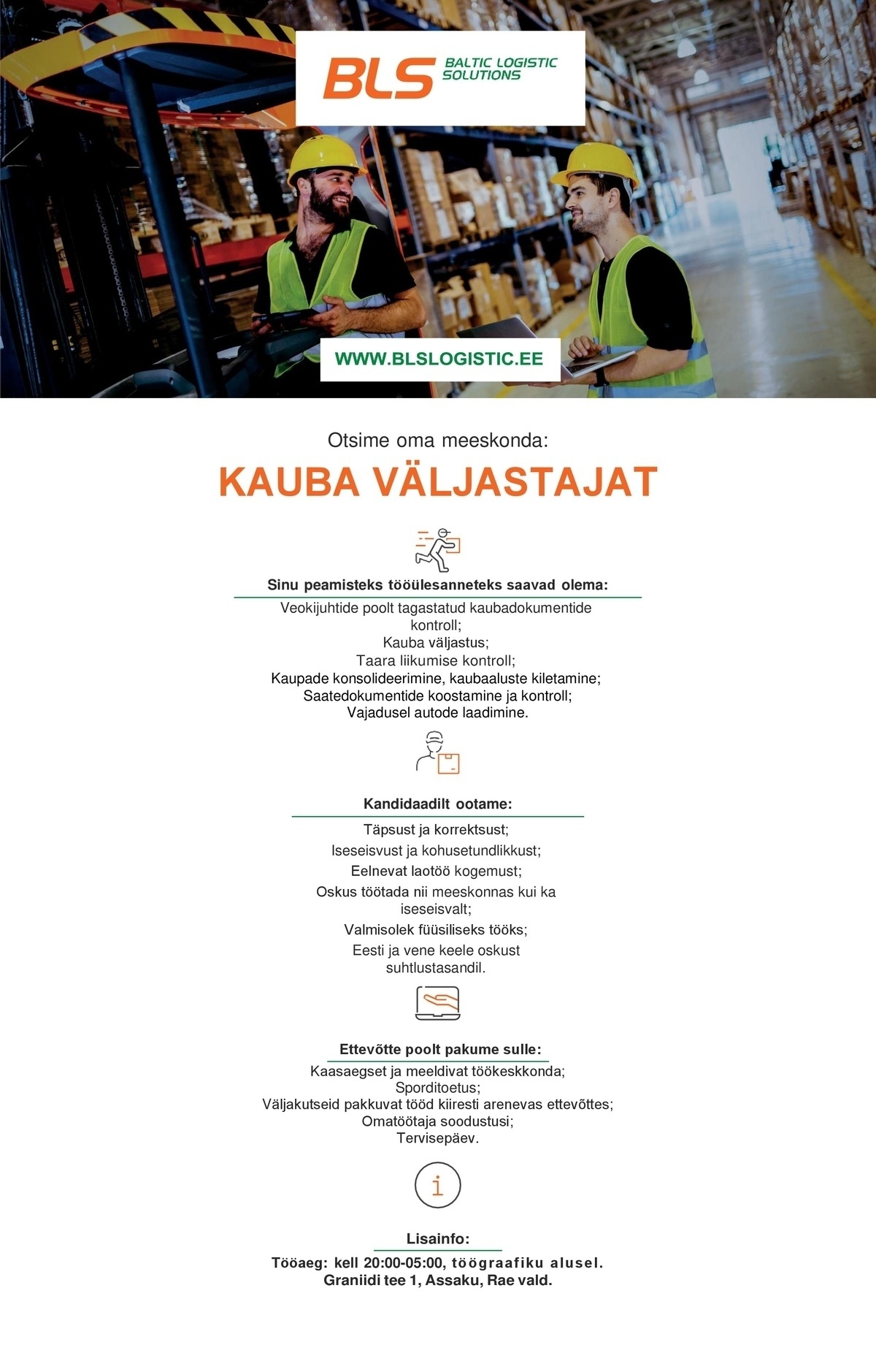 BALTIC LOGISTIC SOLUTIONS OÜ KAUBA VÄLJASTAJA