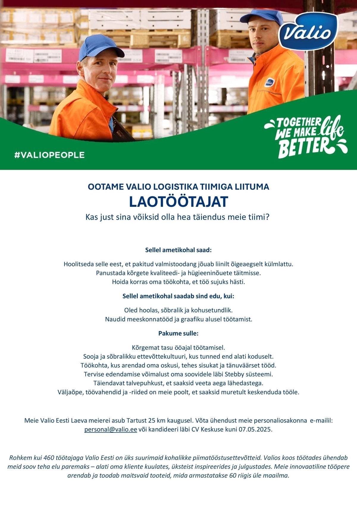 Valio Eesti AS Laotöötaja