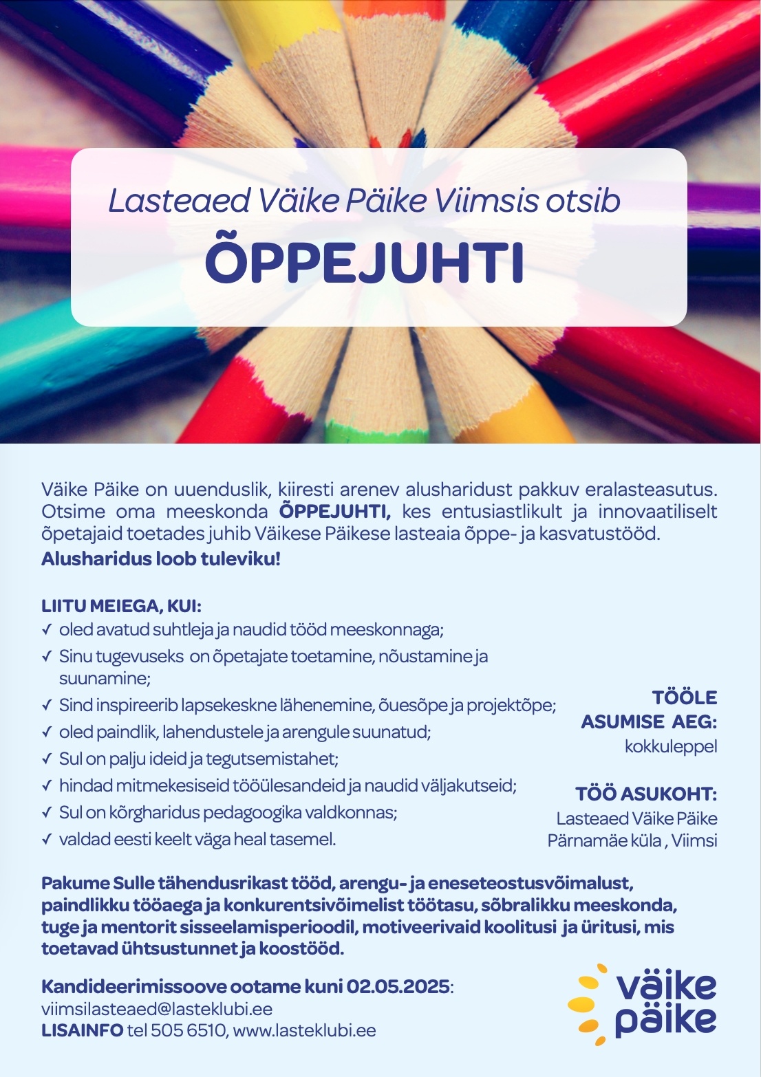 Väike Päike Viimsi Lasteaed Õppejuht