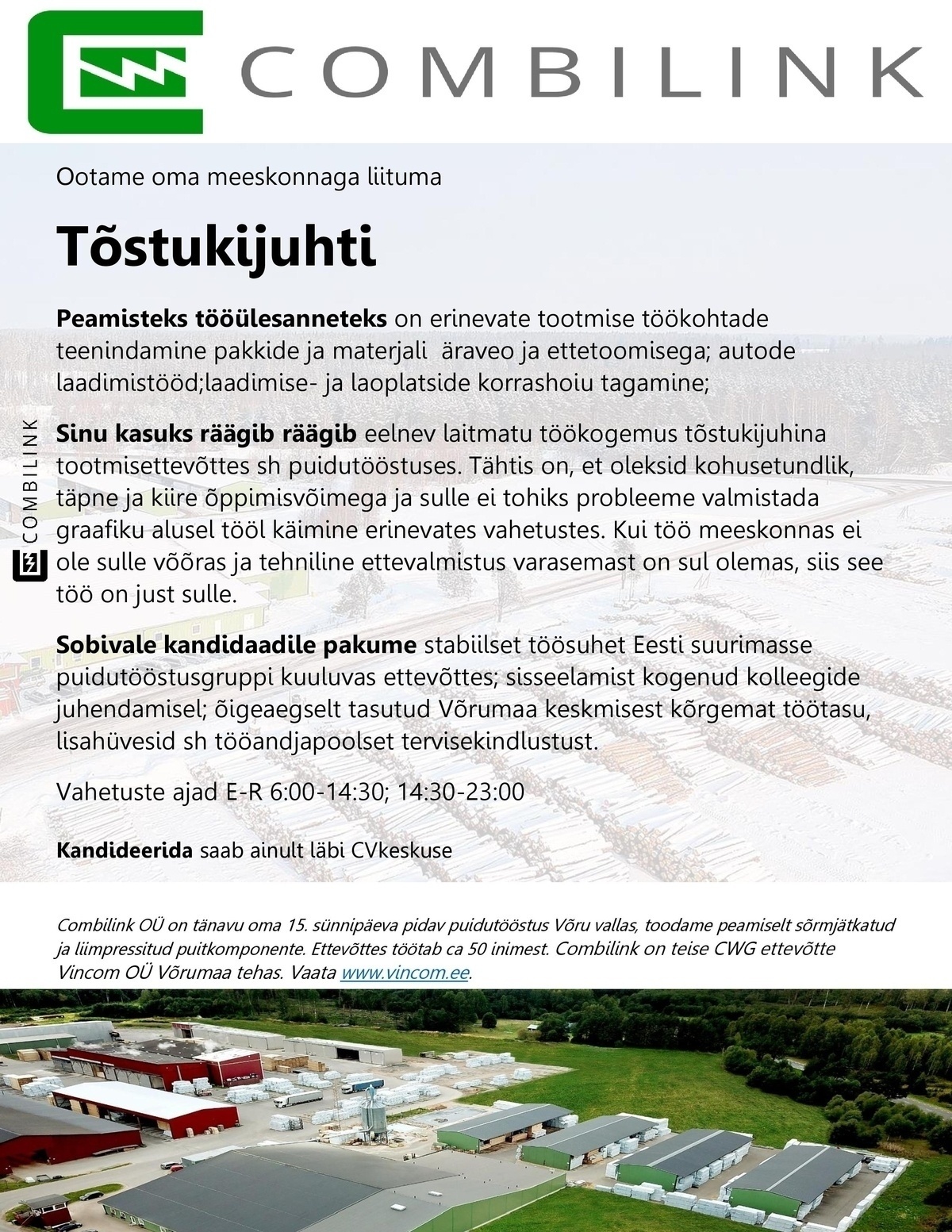 COMBILINK OÜ Tõstukijuht
